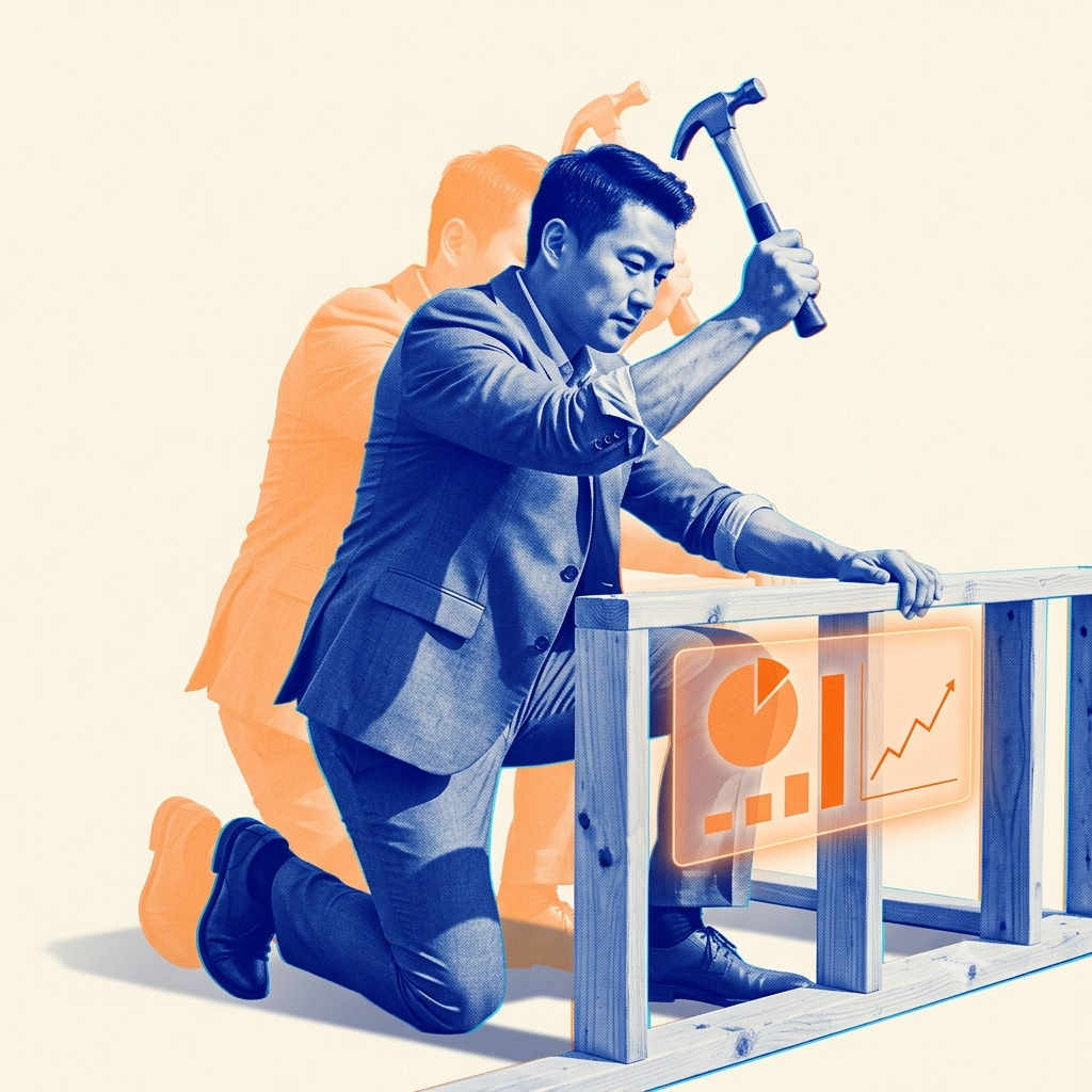 Illustration of an ad standing out from generic templates